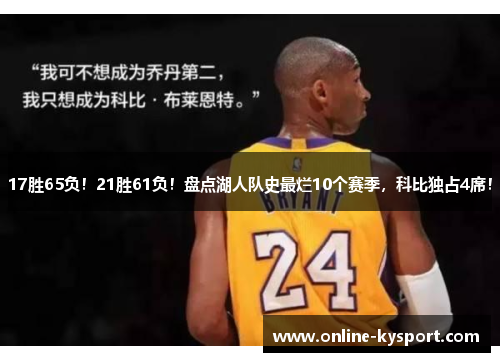 17胜65负！21胜61负！盘点湖人队史最烂10个赛季，科比独占4席！